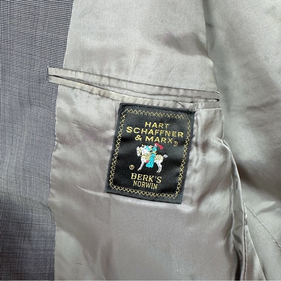 Hart Schaffner & Marx Berk’s Norwin Crosshatch Lined Sports Coat Blazer Gray 44R - Picture 8 of 13